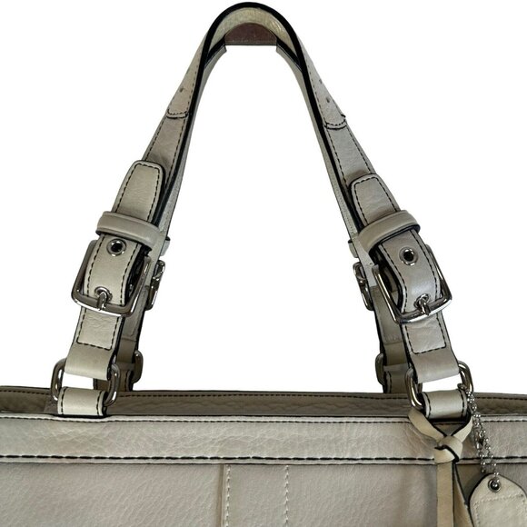 COACH Hampton Sand Beige Pebbled Leather Tassel Satchel Handbag 5031 - Picture 8 of 15